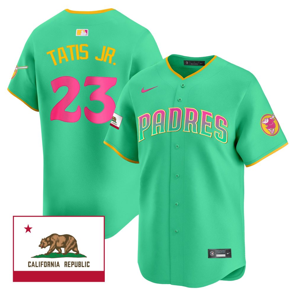 Mlb Fernando Tatis Jr. Mens San Diego Padres 2024 San Diego City Style Vapor Premier Limited V2 Aqua Jersey
