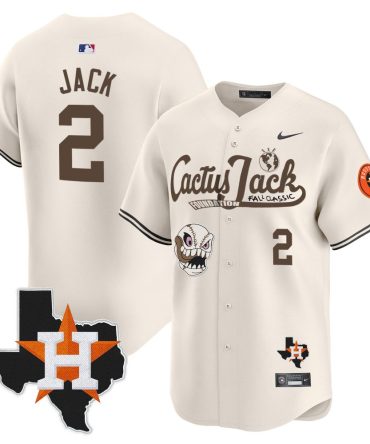 Mlb Travis Scott Mens Houston Astros Cactus Jack Patch Vapor Premier Limited V8 Cream Jersey
