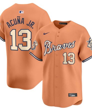 Mlb Ronald Acuna Jr. Mens Atlanta Braves Peaches N Cream Vapor Premier Limited Jersey