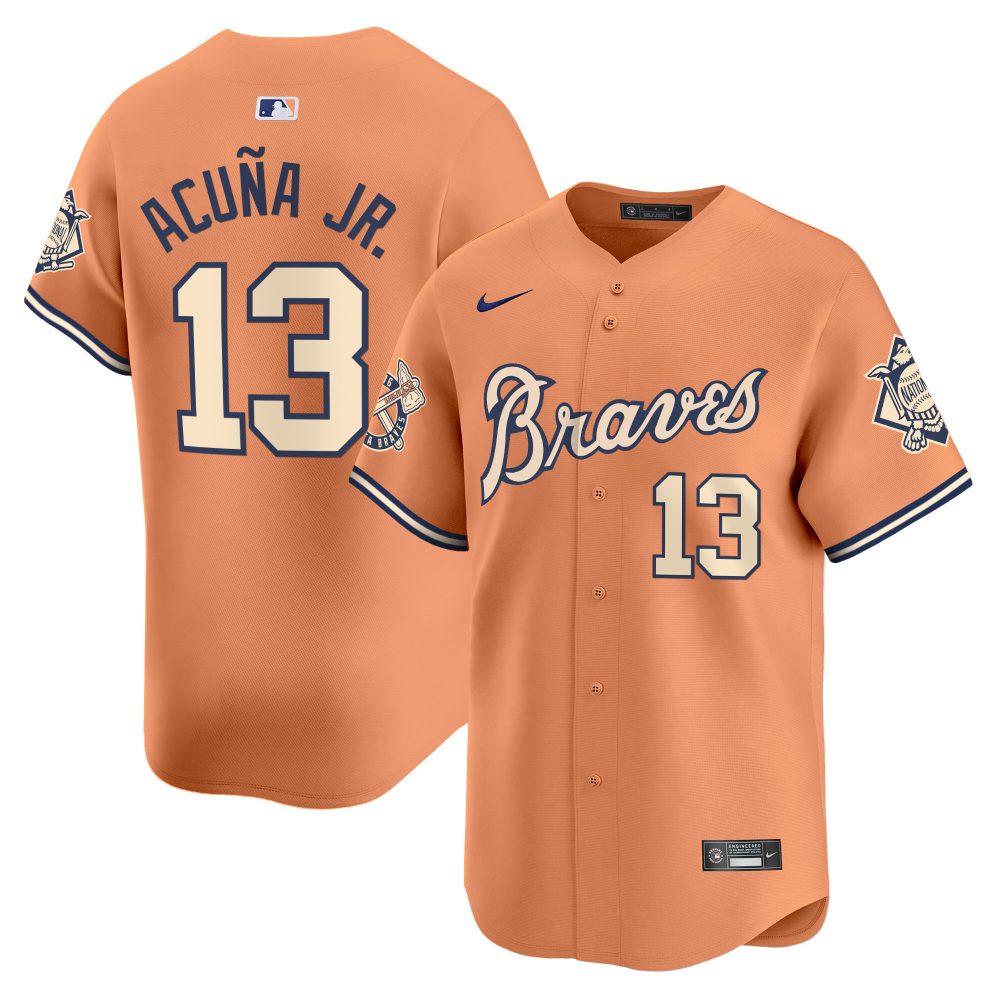 Mlb Ronald Acuna Jr. Mens Atlanta Braves Peaches N Cream Vapor Premier Limited Jersey