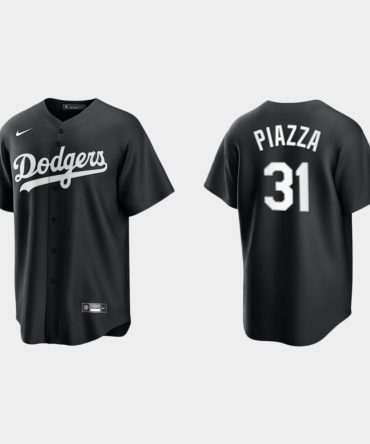 Mlb Mens Los Angeles Dodgers Mike Piazza Black White 2021 All Black Fashion Jersey