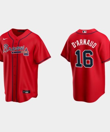 Mlb Atlanta Braves #16 Travis Darnaud Alternate Jersey Red