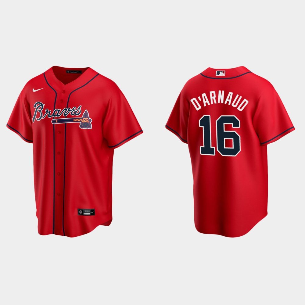 Mlb Atlanta Braves #16 Travis Darnaud Alternate Jersey Red