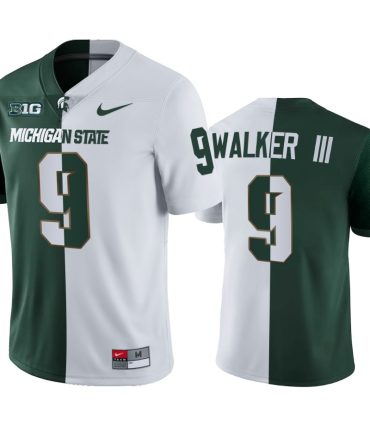 Michigan State Spartans Kenneth Walker Iii White Green Split Edition Jersey - Nfl Sport