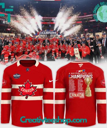 Canada National Ice Hockey Team 4 Nations Face-Off 2025 Champions Hockey Jersey