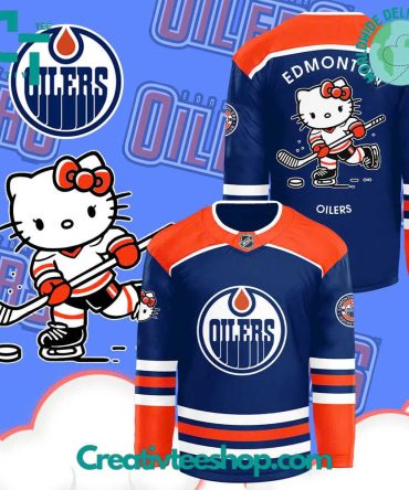 Edmonton Oilers X Hello Kitty 50Th Anniversary Hockey Jersey
