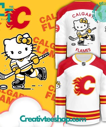 Calgary Flames X Hello Kitty 50Th Anniversary White Hockey Jersey