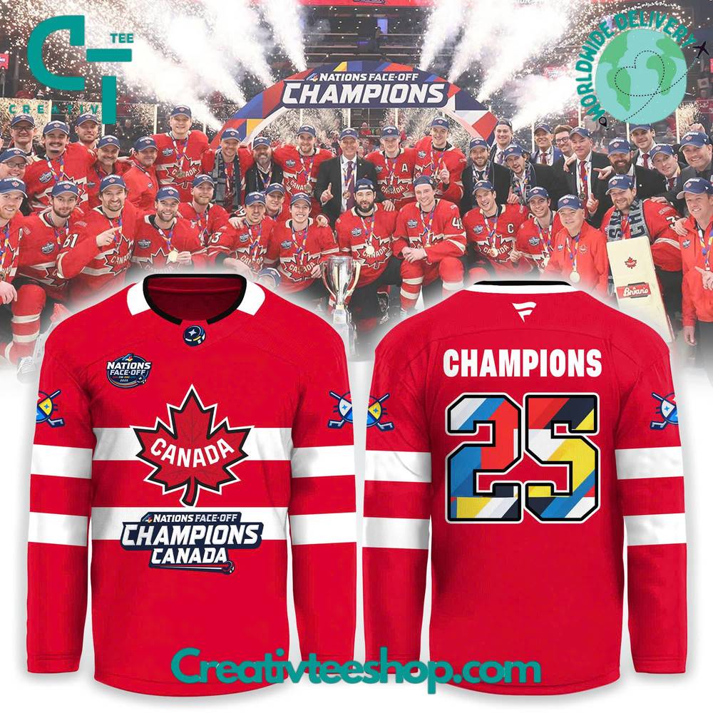 Canada National Ice Hockey Team 4 Nations 2025 Face-Off Champions Jersey