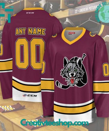 Ahl Chicago Wolves 2024 Burgundy Hockey Jersey