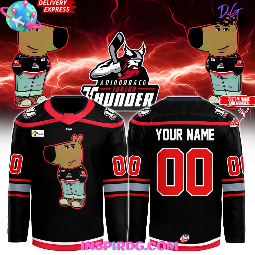 Adirondack Thunder Chill Guy 2025 Black Hockey Jersey