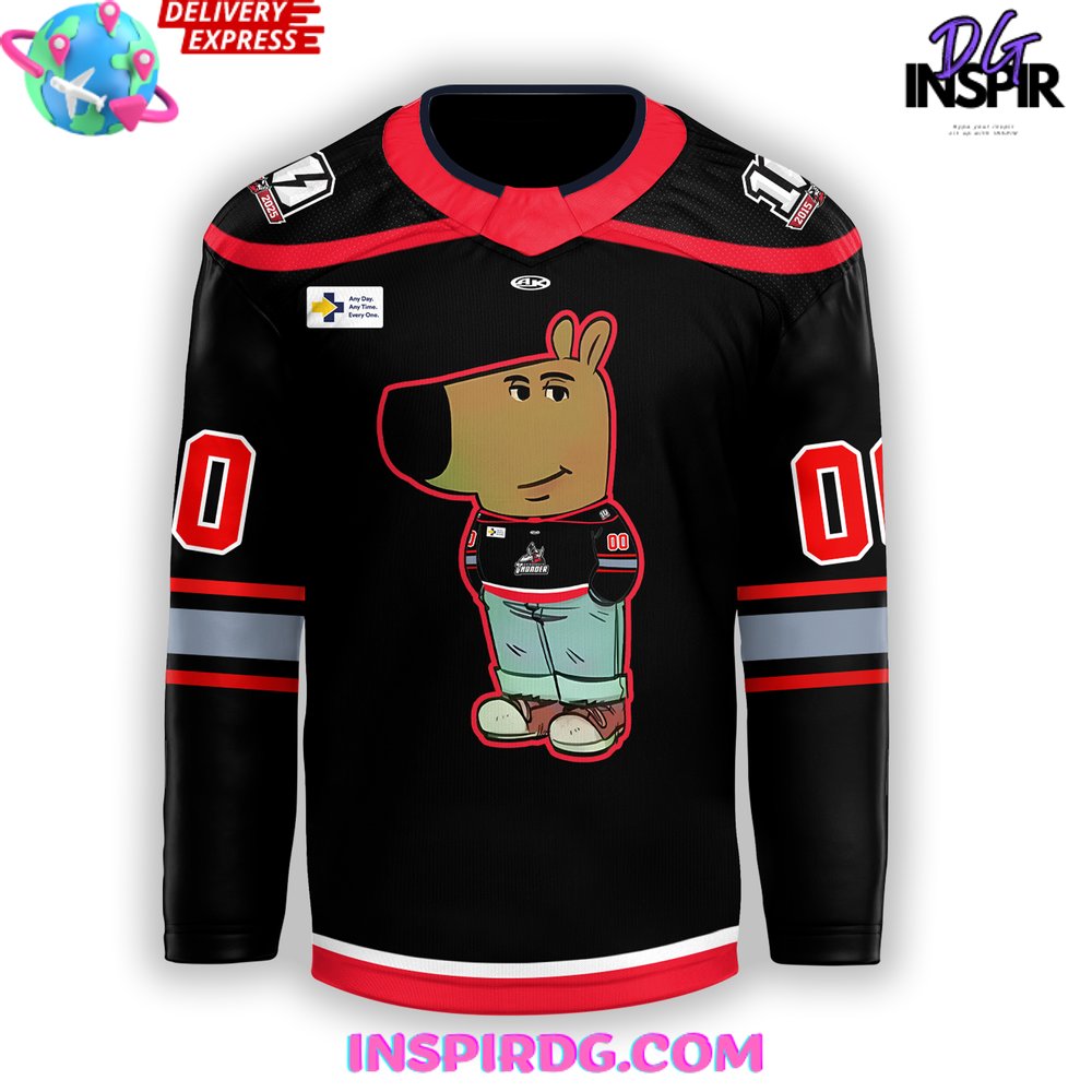 Adirondack Thunder Chill Guy 2025 Black Hockey Jersey - Image 2