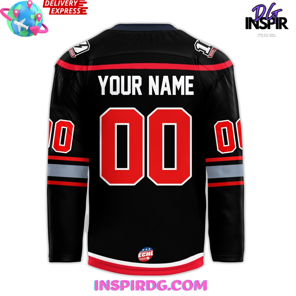 Adirondack Thunder Chill Guy 2025 Black Hockey Jersey - Image 3