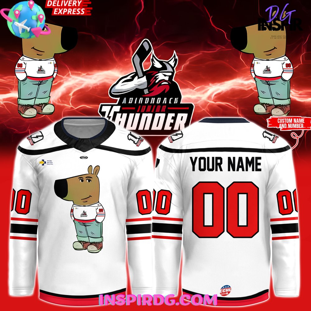 Adirondack Thunder Chill Guy 2025 White Hockey Jersey