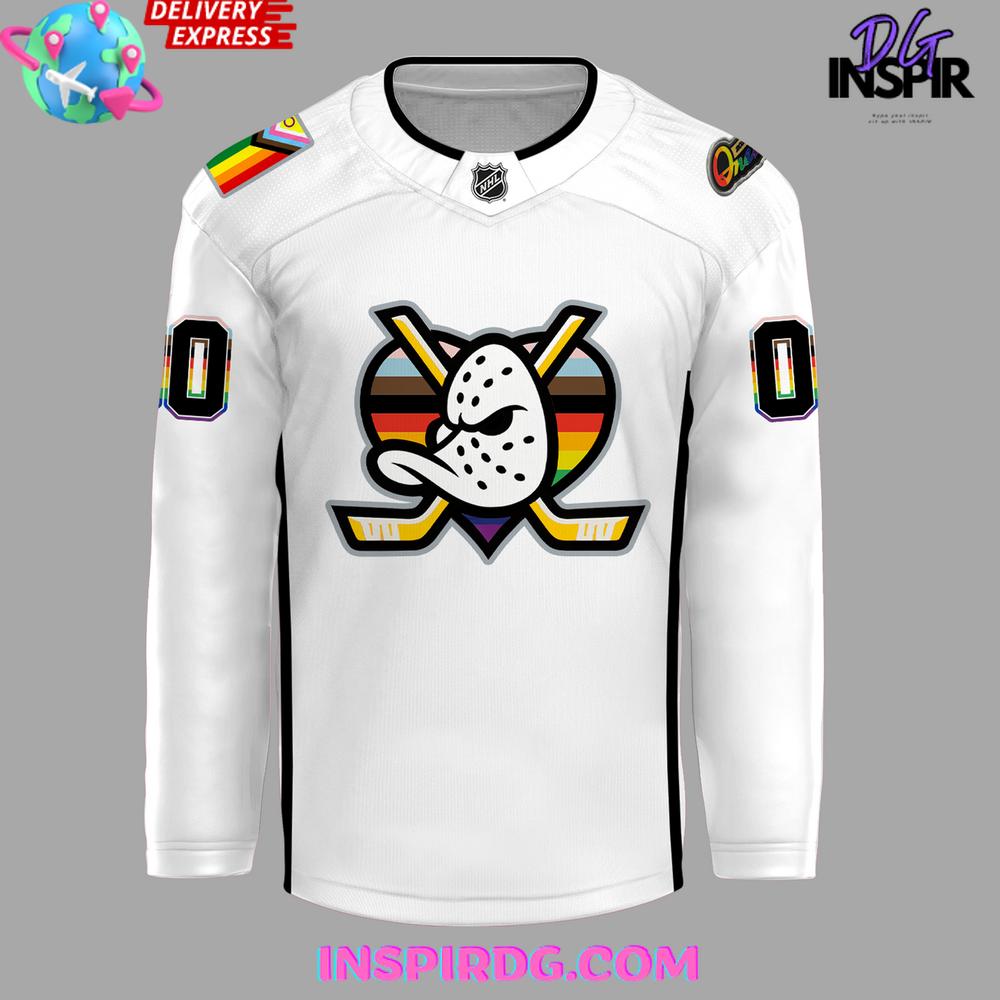 Anaheim Ducks Happy Pride Night 2025 White Hockey Jersey - Image 2
