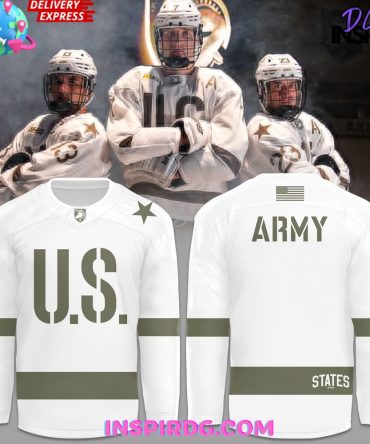 Army Black Knights White/Olive Green Hockey Jersey
