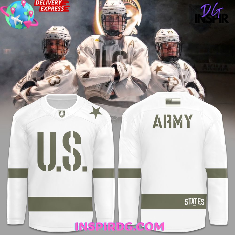 Army Black Knights White/Olive Green Hockey Jersey