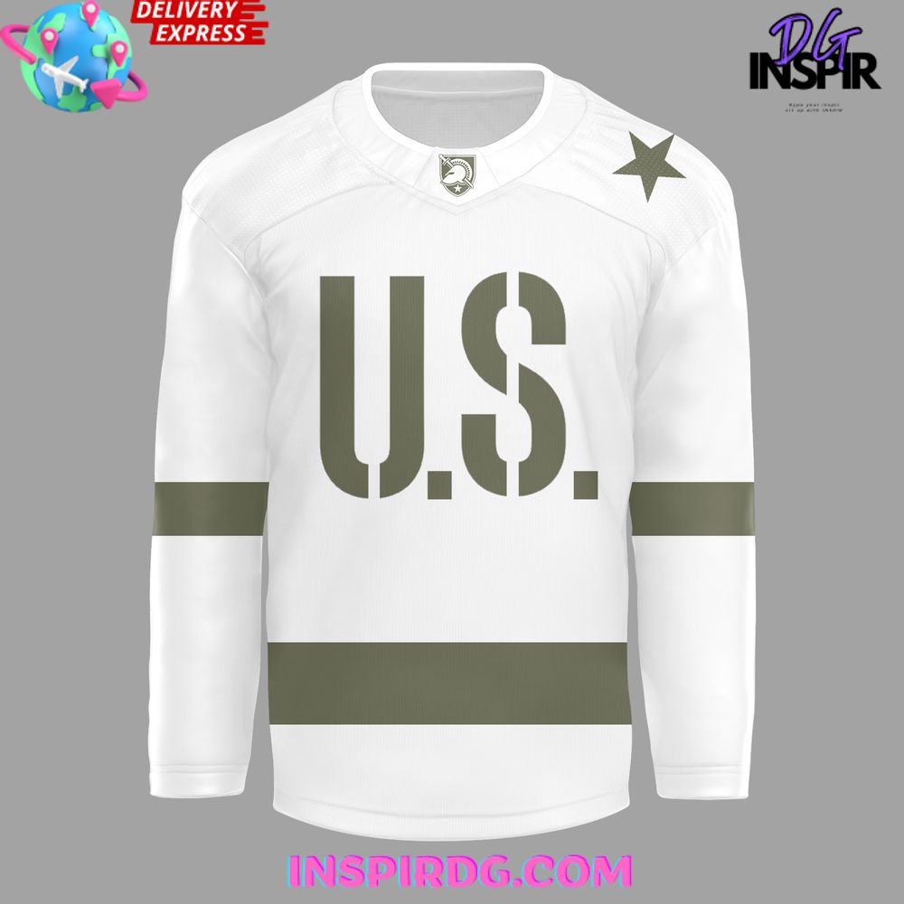 Army Black Knights White/Olive Green Hockey Jersey - Image 2
