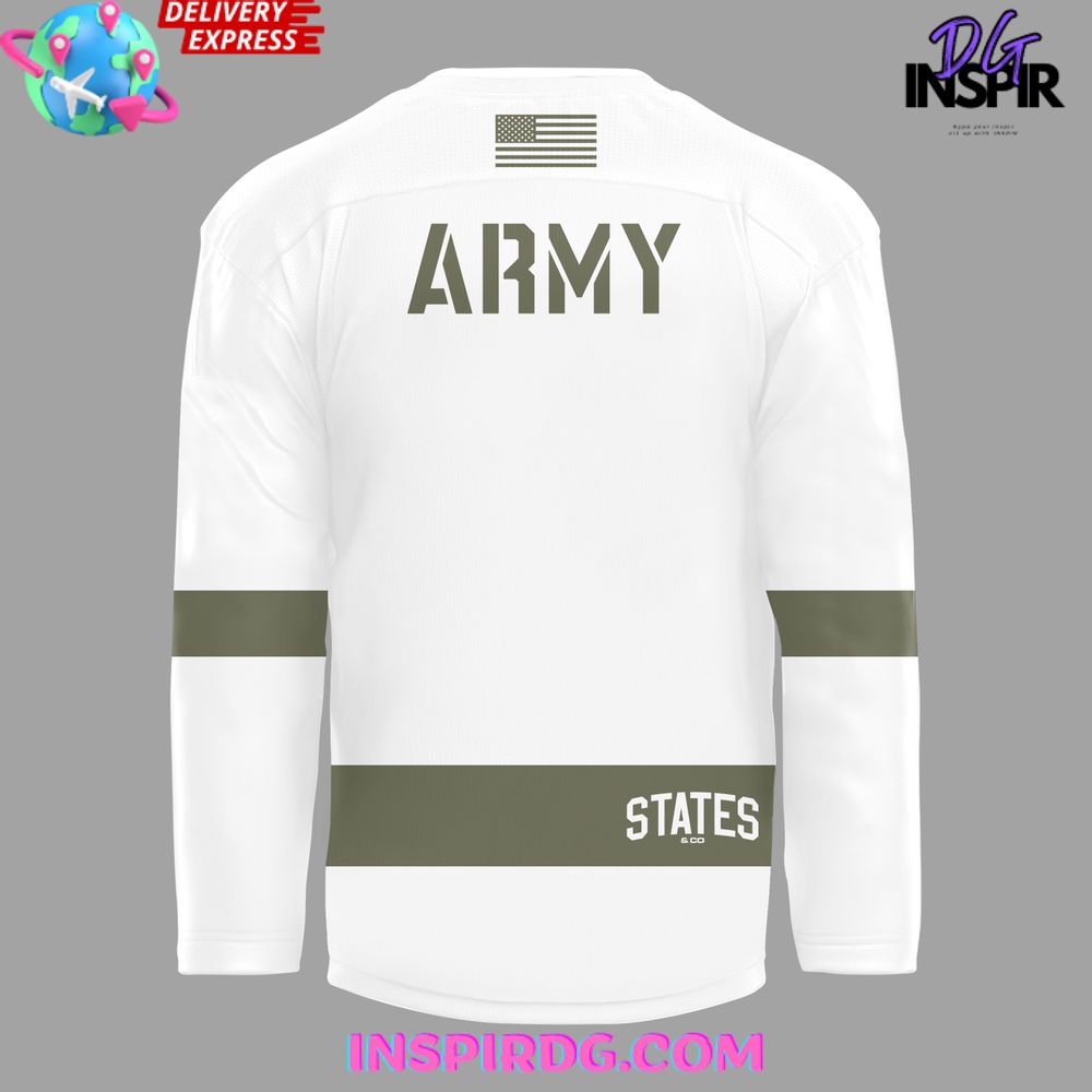 Army Black Knights White/Olive Green Hockey Jersey - Image 3