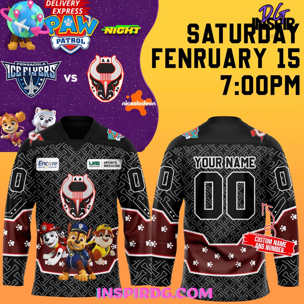 Birmingham Bulls Paw Patrol Night Weiner Dog Race Hockey Jersey