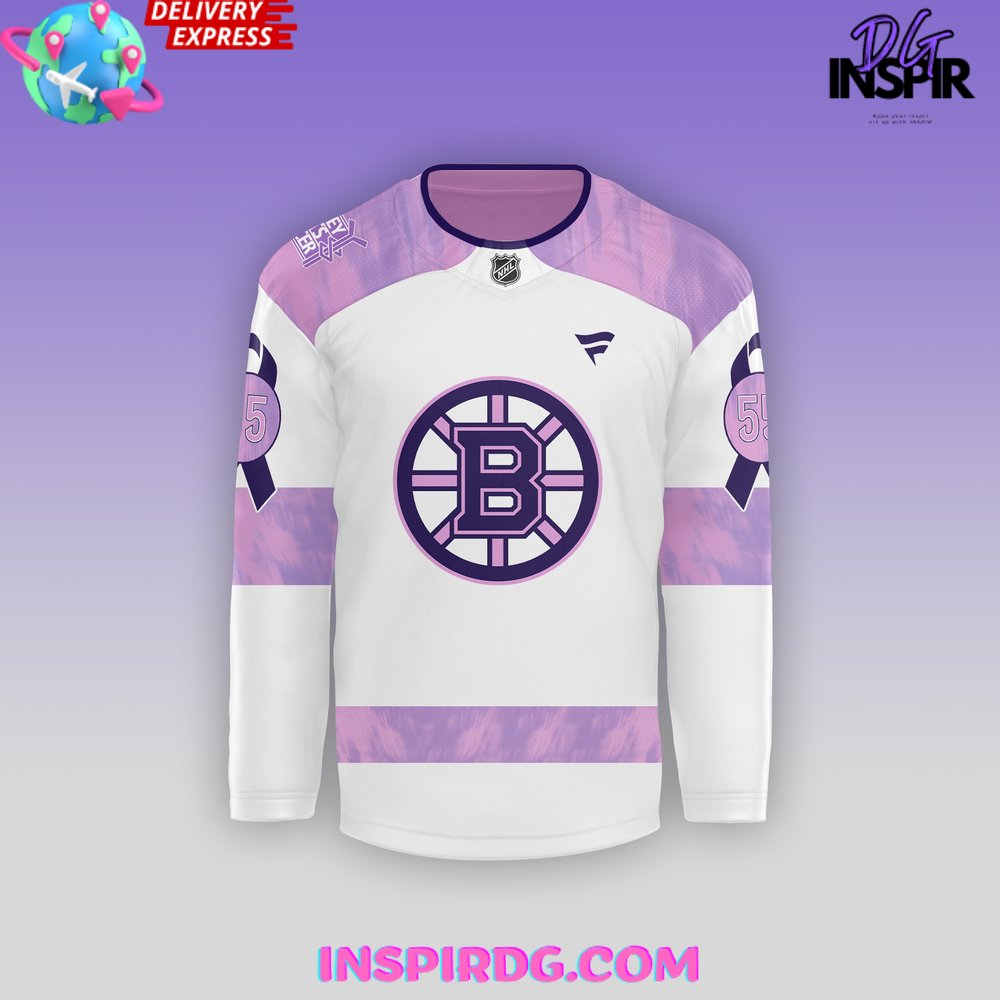 Boston Bruins Hockey Fights Cancer 2024 Hockey Jersey - Image 2