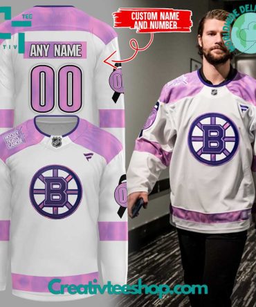 Boston Bruins Hockey Fights Cancer Custom Jersey