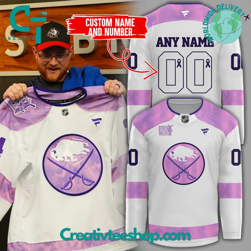 Buffalo Sabres Hockey Fights Cancer Custom Jersey