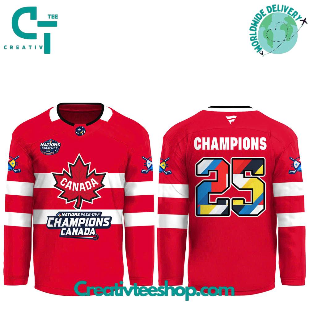 Canada National Ice Hockey Team 4 Nations 2025 Face-Off Champions Jersey - Image 2