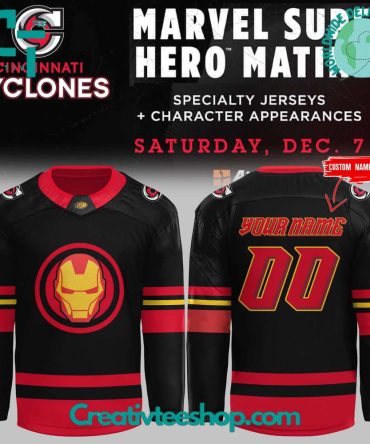 Cincinnati Cyclones X Marvel Super Hero Night Iron Man Hockey Jersey