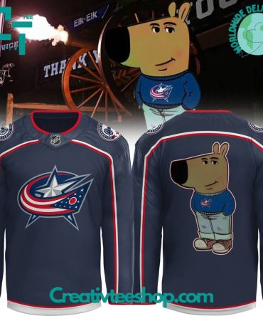 Columbus Blue Jackets Just A Chill Guy Meme Hockey Jersey