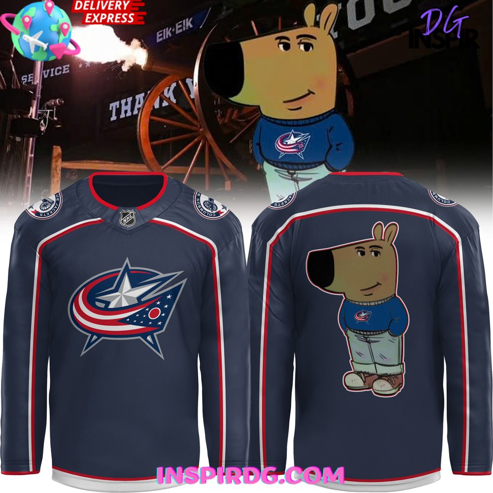Columbus Blue Jackets X Chill Guy Navy Hockey Jersey