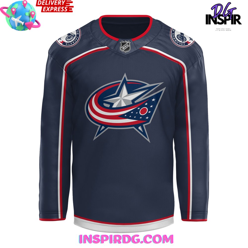 Columbus Blue Jackets X Chill Guy Navy Hockey Jersey - Image 2