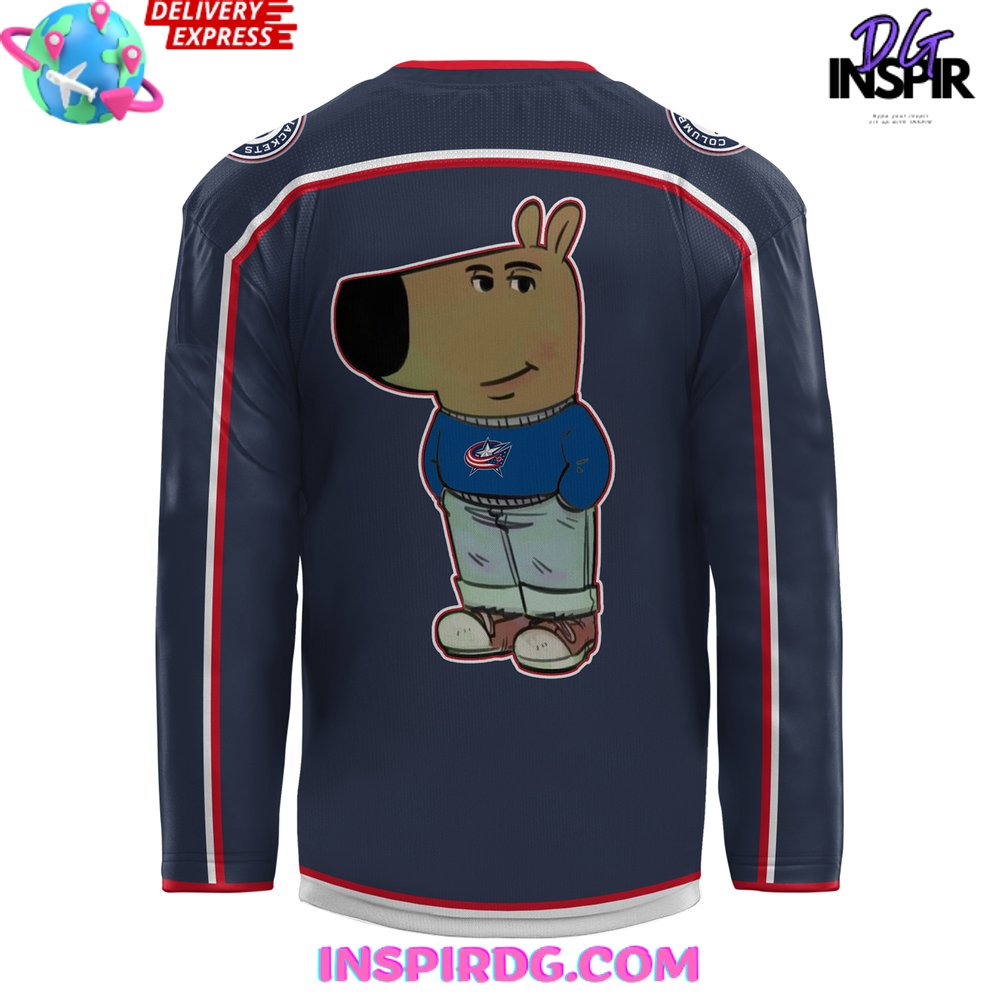 Columbus Blue Jackets X Chill Guy Navy Hockey Jersey - Image 3