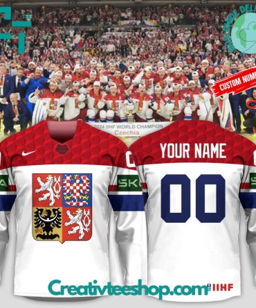 Czech Ice Hockey Association 2024 World Champions White Hockey Jersey