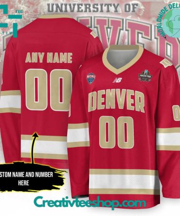 Denver Pioneers Ncaa Men’S Ice Hockey Championship 2024 Red Hockey Jersey