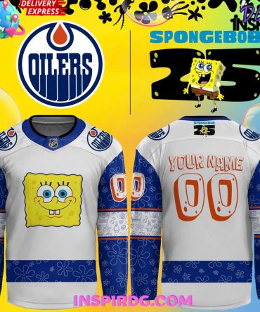 Edmonton Oilers Spongebob 25Th Anniversary Custom Hockey Jersey