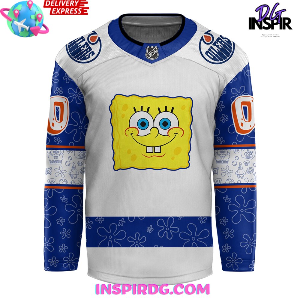 Edmonton Oilers Spongebob 25Th Anniversary Custom Hockey Jersey - Image 2