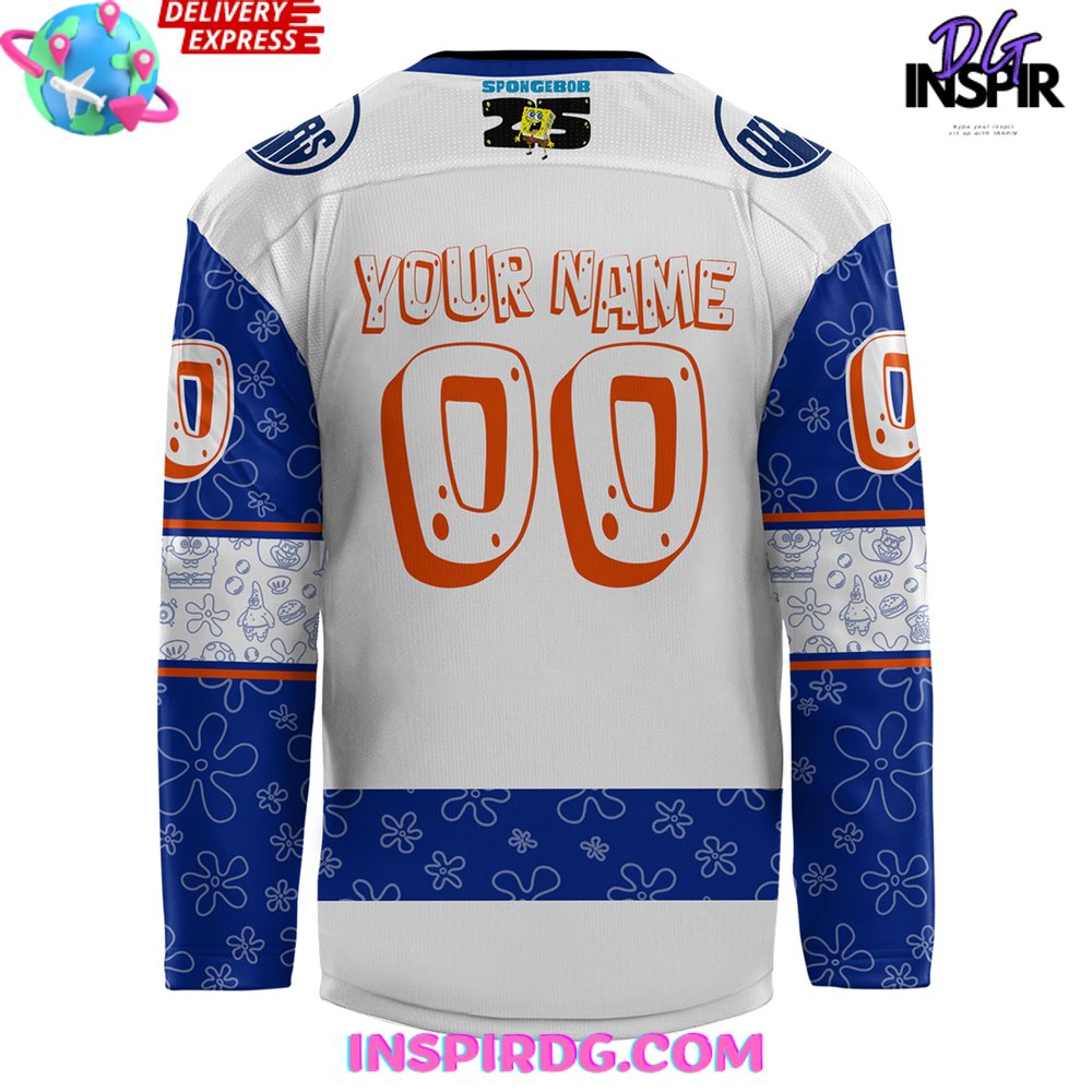 Edmonton Oilers Spongebob 25Th Anniversary Custom Hockey Jersey - Image 3