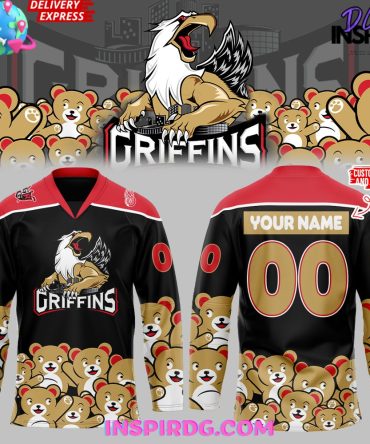 Grand Rapids Griffins Teddy Bear Special Black Hockey Jersey