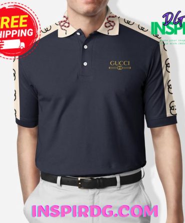 Gucci Limited Edition Dark Blue Logo On Sleeves Polo Shirt