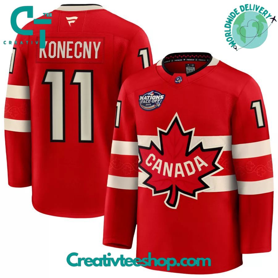 Canada 2025 4 Nations Face-Off Travis Konecny #11 Red Premium Jersey