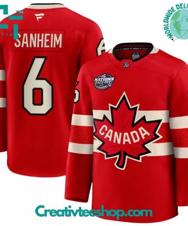 Canada 2025 4 Nations Face-Off Travis Sanheim #6 Red Premium Jersey