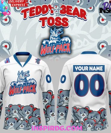 Hartford Wolf Pack Teddy Bear Edition White Hockey Jersey