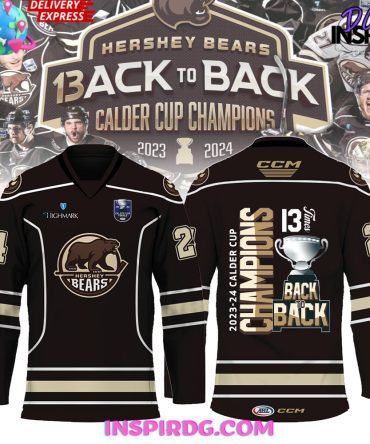 Hershey Bears 2024 Calder Cup Champions Back To Back Hockey Jersey