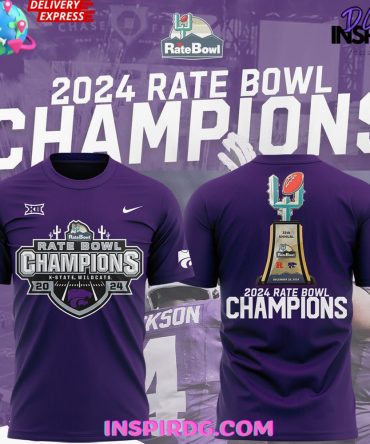 Kansas State Wildcats 2024 Rate Bowl Champions Purple T-Shirt