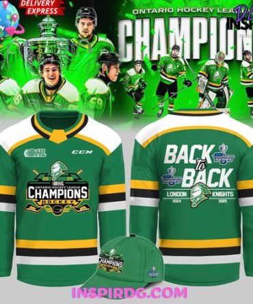 London Knights Ohl Back-To-Back Champions 2024 - 2025 Green Hockey Jersey