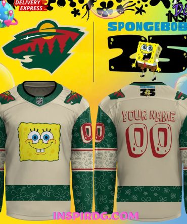 Minnesota Wild Spongebob 25Th Anniversary Custom Hockey Jersey