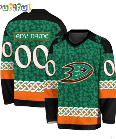 Nhl Anaheim Ducks Jersey Special St.Patrick'S Day Design Hockey Jersey