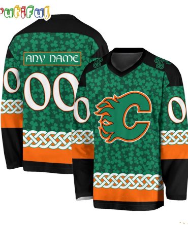 Nhl Calgary Flames Jersey Special St.Patrick'S Day Design Hockey Jersey