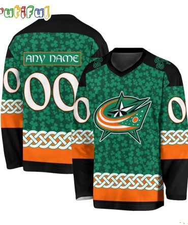 Nhl Columbus Blue Jackets Jersey Special St.Patrick'S Day Design Hockey Jersey