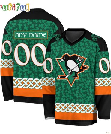 Nhl Pittsburgh Penguins Jersey Special St.Patrick'S Day Design Hockey Jersey